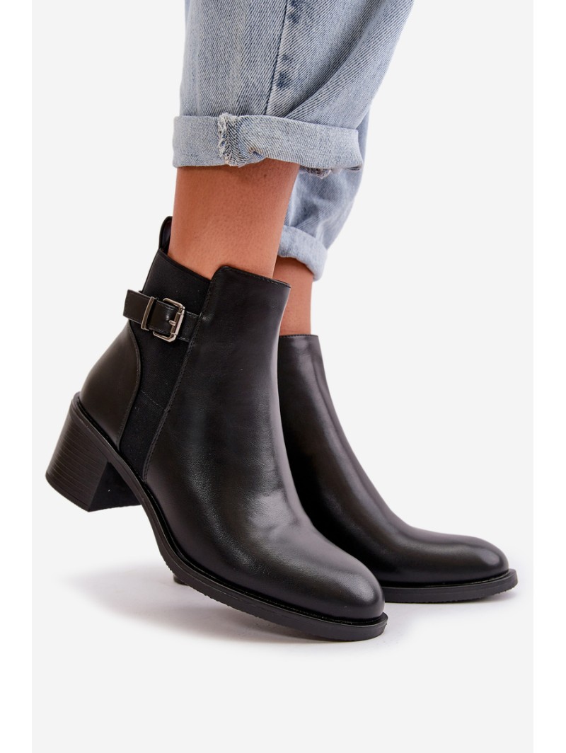 Women's Winter Insulated Boots with Heel and Buckle Black Nevillira