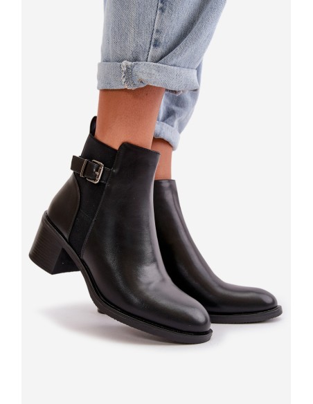 Women's Winter Insulated Boots with Heel and Buckle Black Nevillira