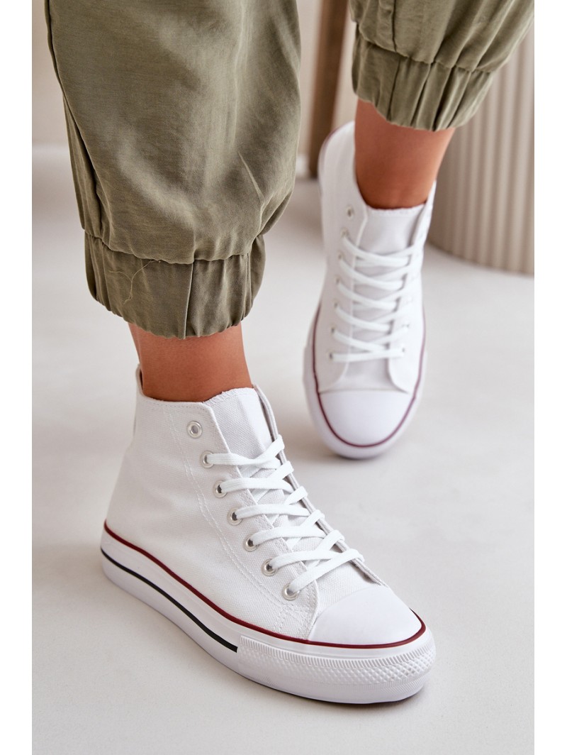 Women's Fabric High-Top Sneakers White Onaria