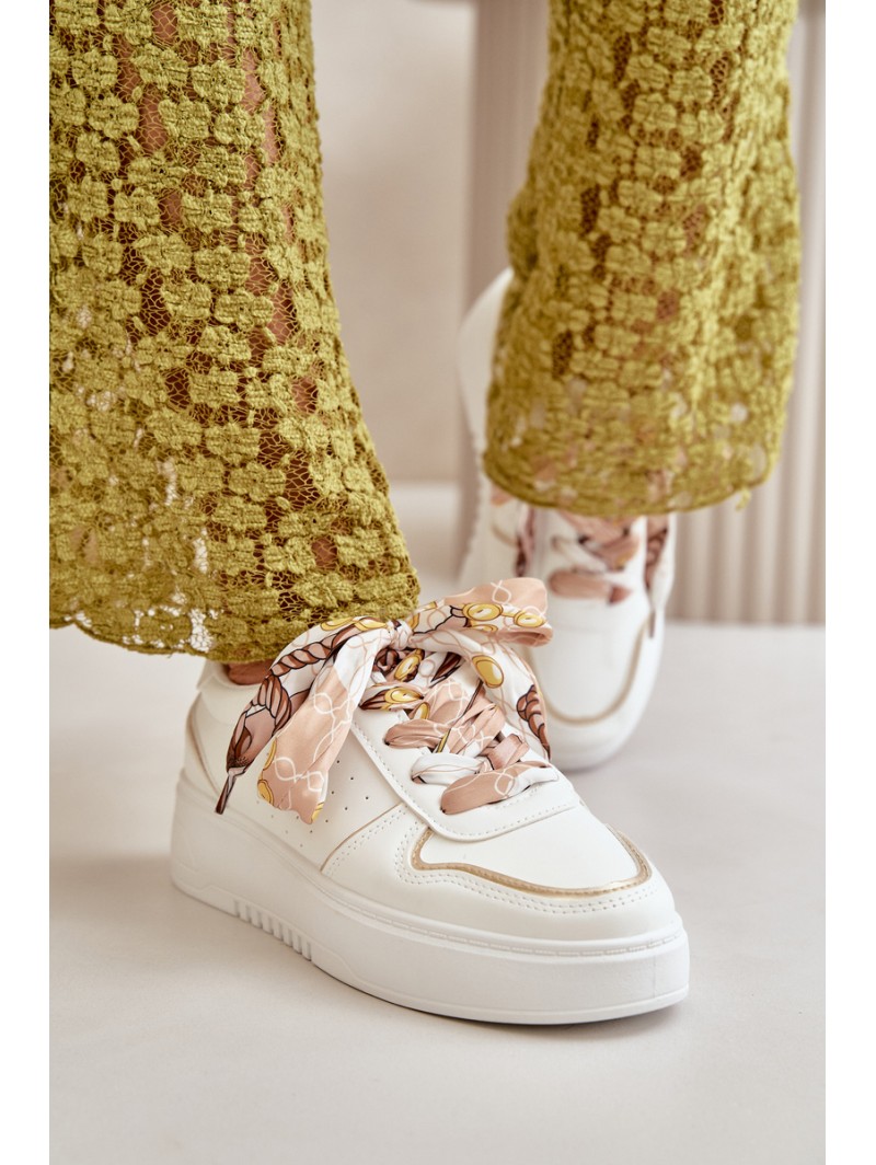 Women's Platform Sneakers With Decorative Lacing White Mistra