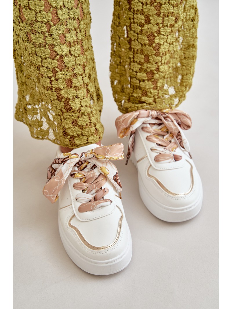 Women's Platform Sneakers With Decorative Lacing White Mistra