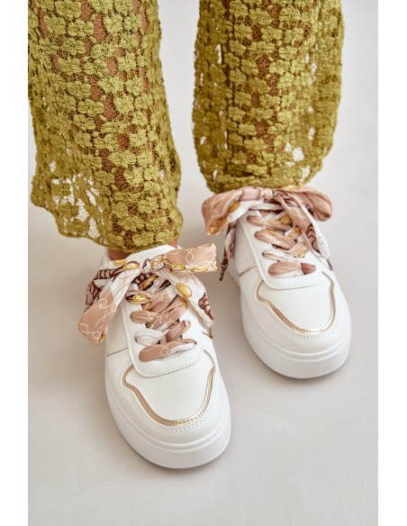 Women's Platform Sneakers With Decorative Lacing White Mistra