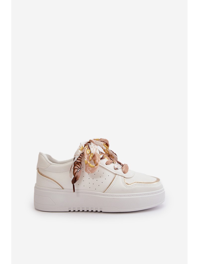 Women's Platform Sneakers With Decorative Lacing White Mistra