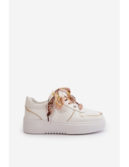 Women's Platform Sneakers With Decorative Lacing White Mistra