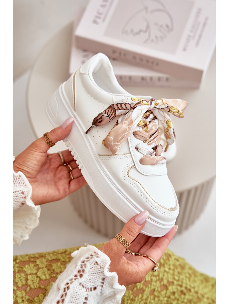 Women's Platform Sneakers With Decorative Lacing White Mistra