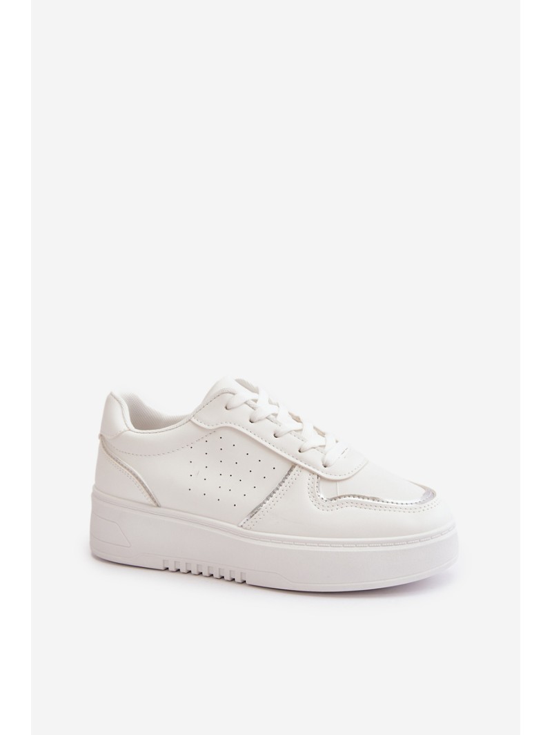 Women's Platform Sneakers With Decorative Lacing White Mistra