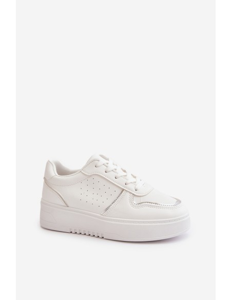 Women's Platform Sneakers With Decorative Lacing White Mistra