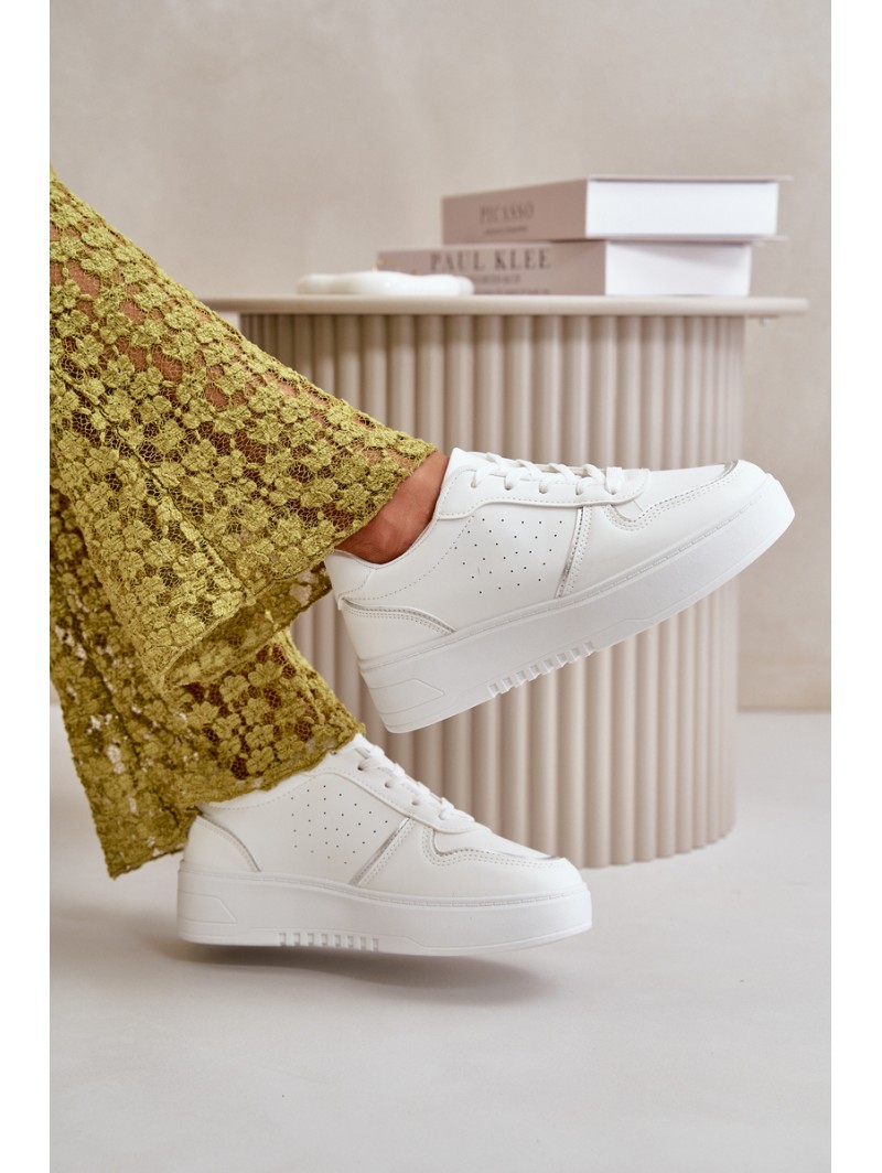 Women's Platform Sneakers With Decorative Lacing White Mistra