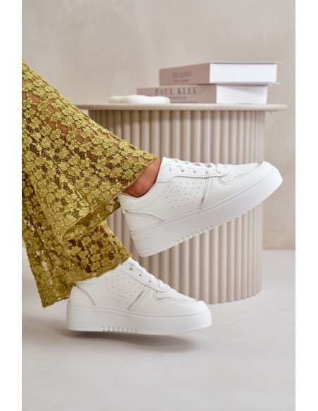 Women's Platform Sneakers With Decorative Lacing White Mistra