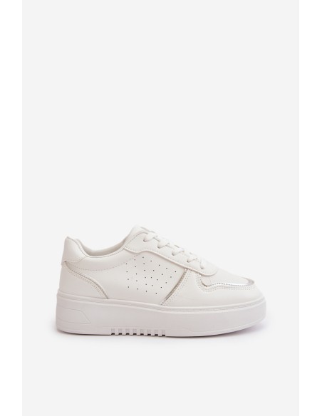 Women's Platform Sneakers With Decorative Lacing White Mistra