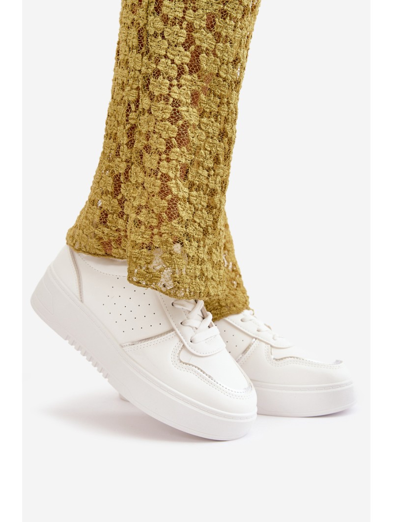 Women's Platform Sneakers With Decorative Lacing White Mistra