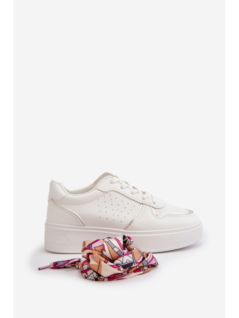 Women's Platform Sneakers With Decorative Lacing White Mistra