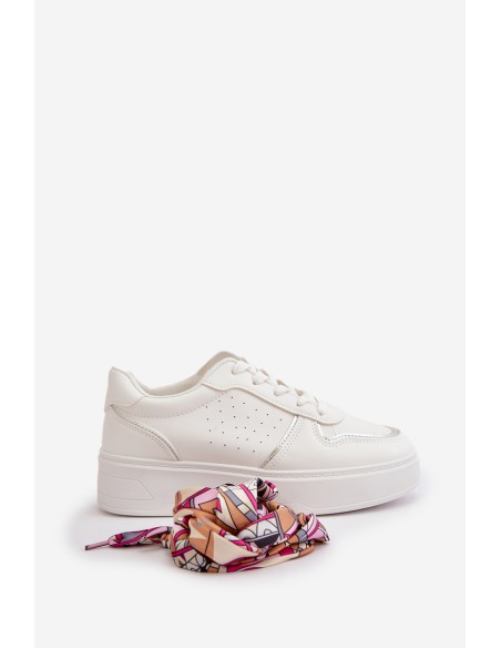 Women's Platform Sneakers With Decorative Lacing White Mistra