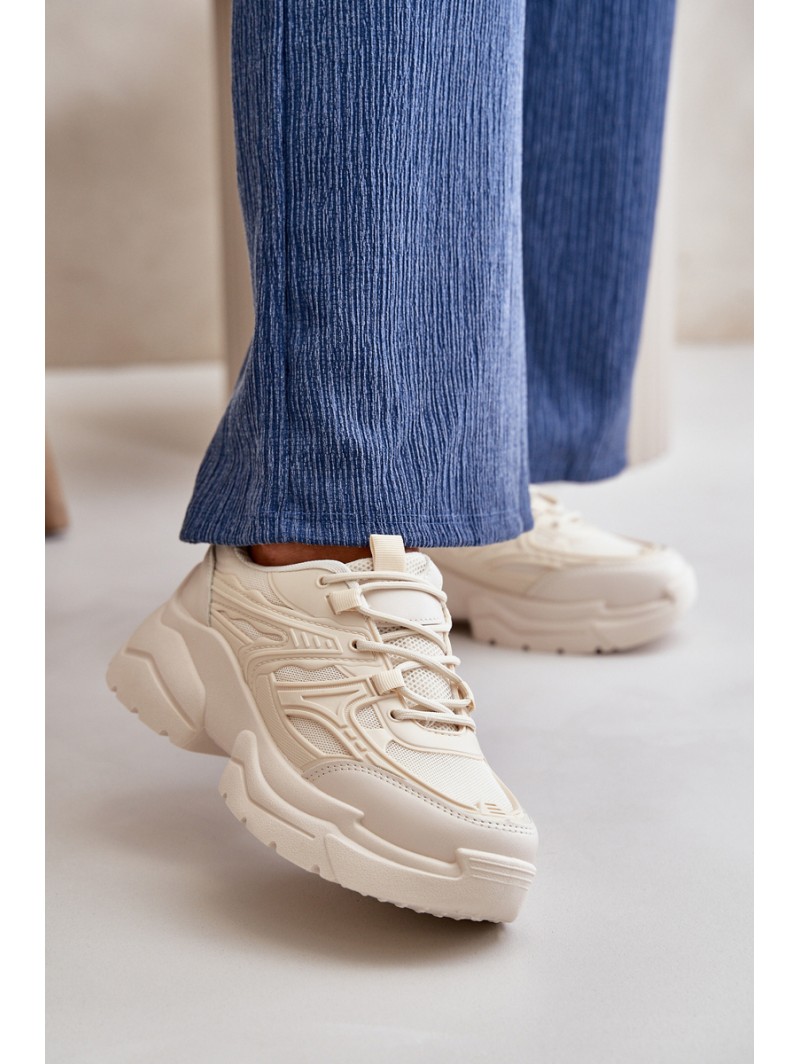 Women's Sports Shoes Sneakers On Massive Sole Light Beige Lerista
