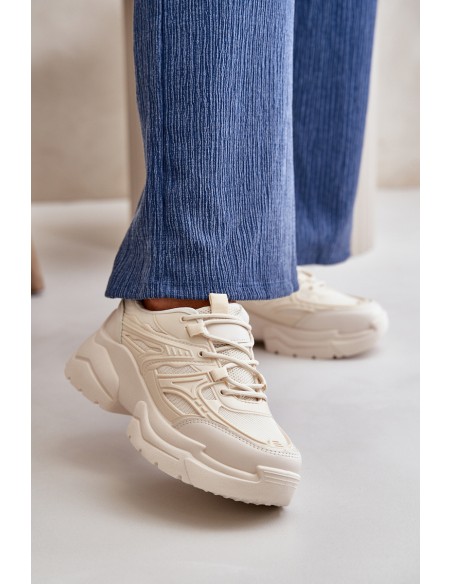 Women's Sports Shoes Sneakers On Massive Sole Light Beige Lerista