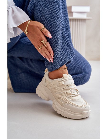 Women's Sports Shoes Sneakers On Massive Sole Light Beige Lerista