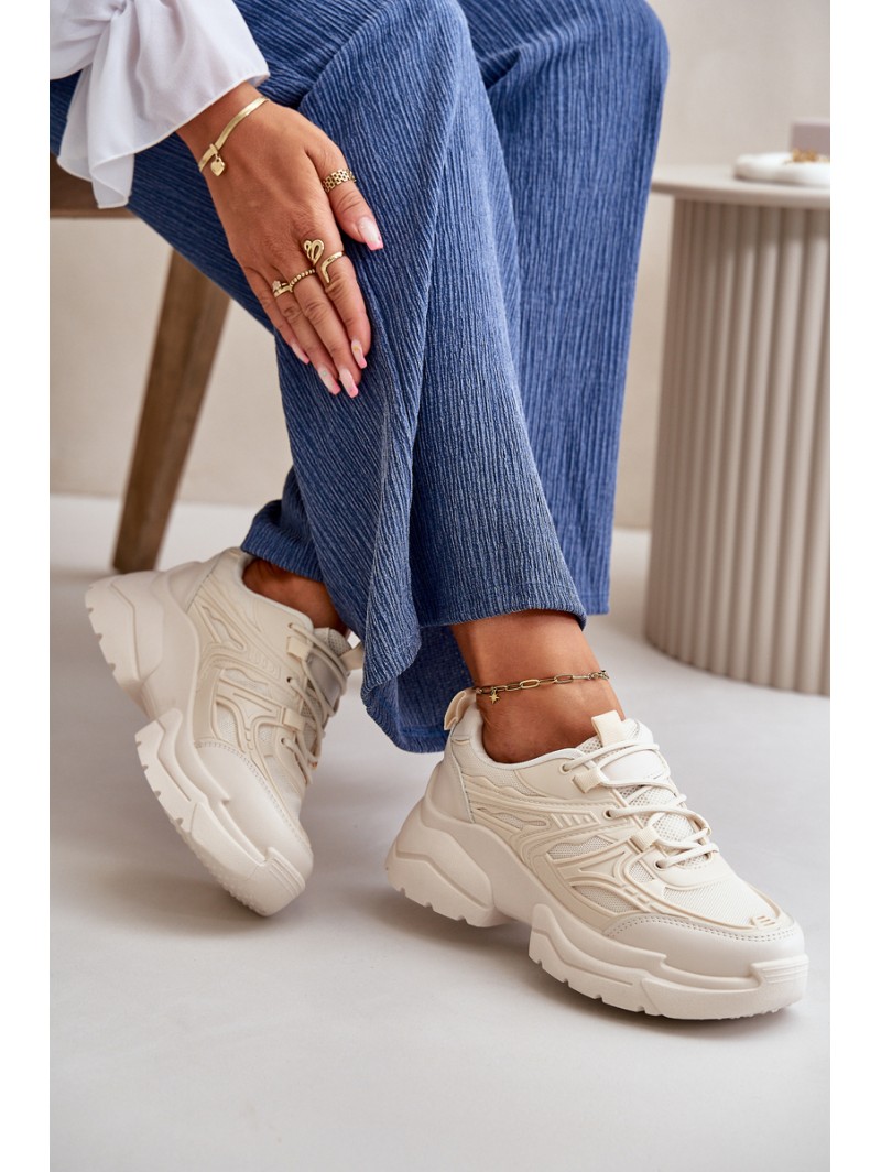 Women's Sports Shoes Sneakers On Massive Sole Light Beige Lerista