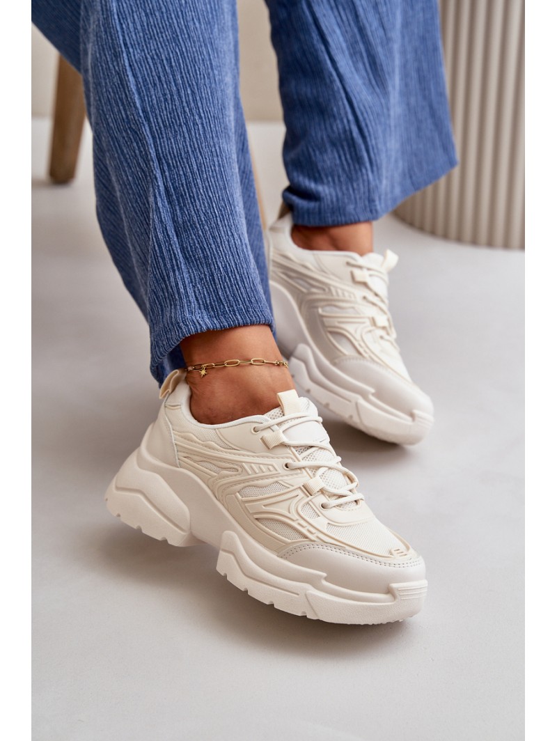 Women's Sports Shoes Sneakers On Massive Sole Light Beige Lerista
