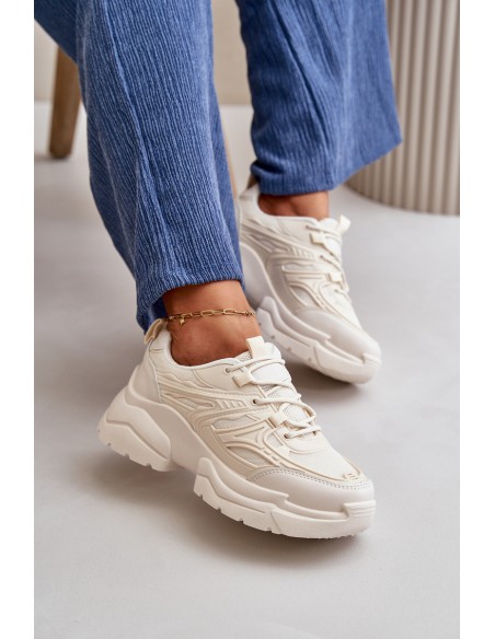 Women's Sports Shoes Sneakers On Massive Sole Light Beige Lerista