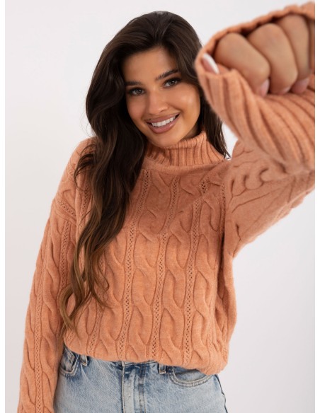 Sweter-AT-SW-23445.00-jasny pomarańczowy