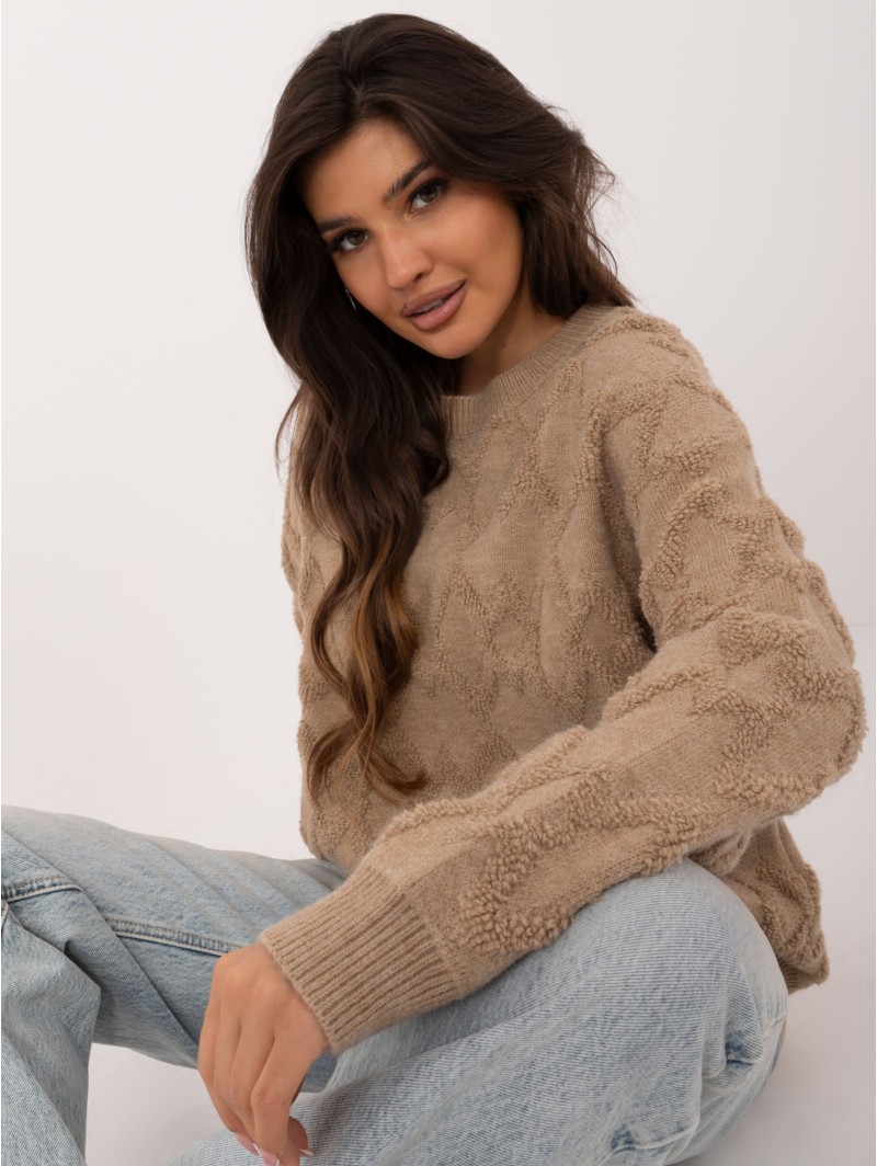 Švelnus tekstūrinis megztinis su rombais