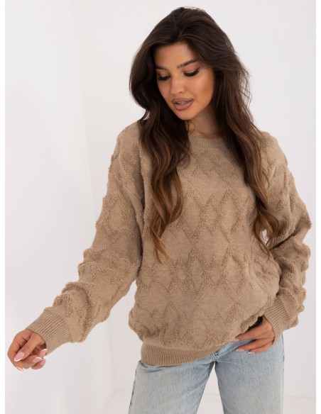 Švelnus tekstūrinis megztinis su rombais