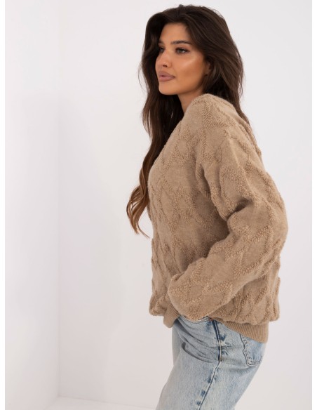 Švelnus tekstūrinis megztinis su rombais