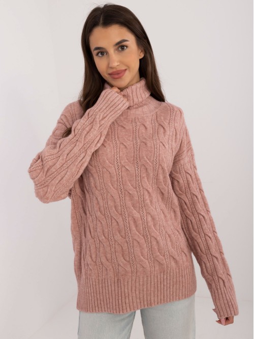 Sweter-AT-SW-23445.00-ciemny różowy