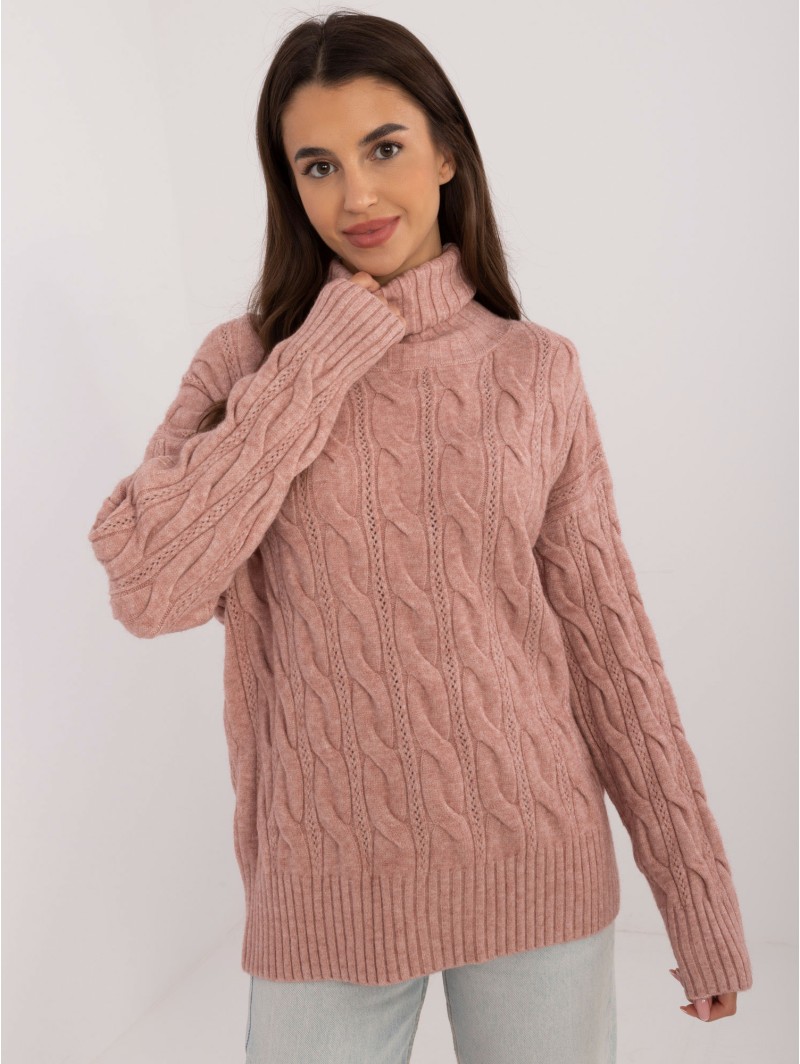 Sweter-AT-SW-23445.00-ciemny różowy