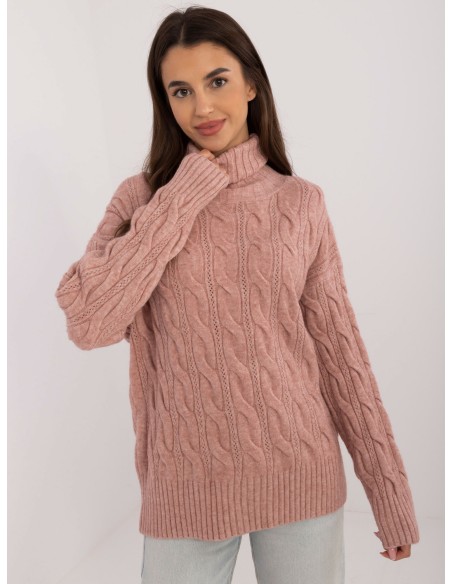 Sweter-AT-SW-23445.00-ciemny różowy
