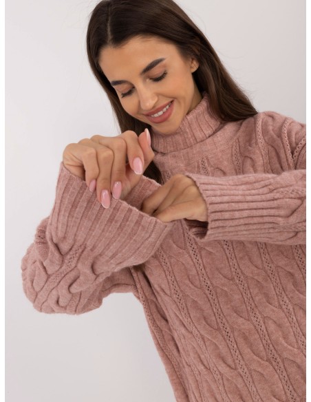 Sweter-AT-SW-23445.00-ciemny różowy