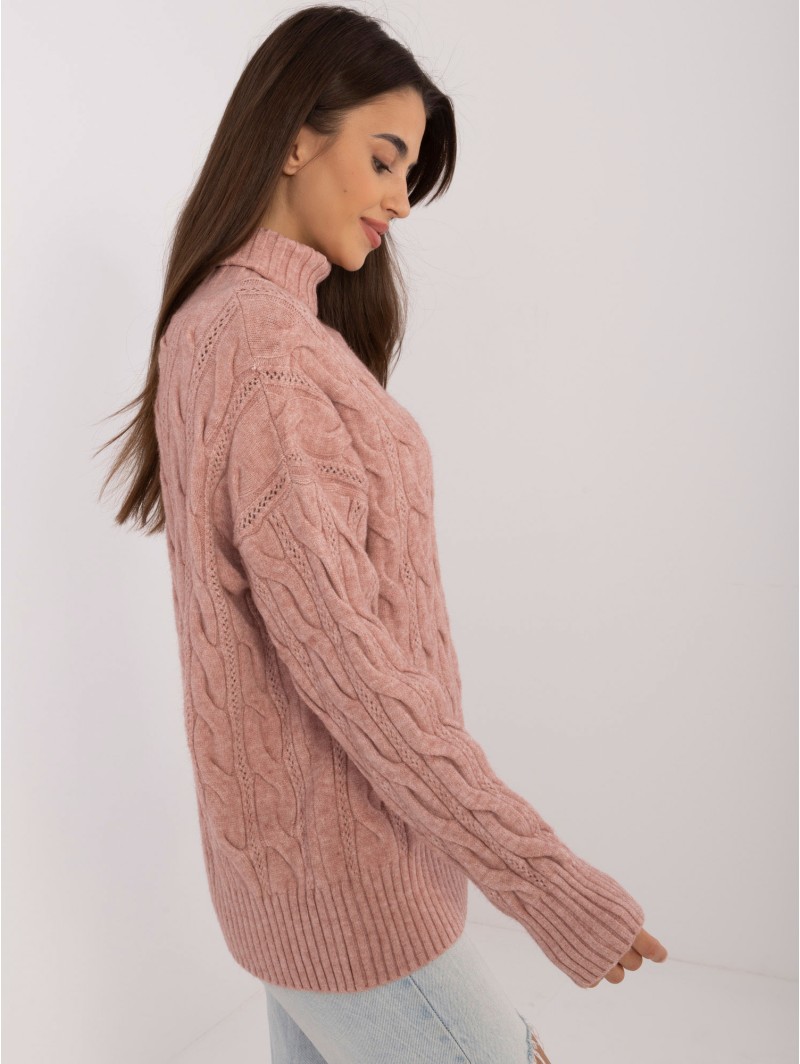 Sweter-AT-SW-23445.00-ciemny różowy