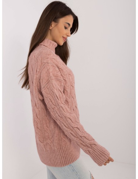 Sweter-AT-SW-23445.00-ciemny różowy