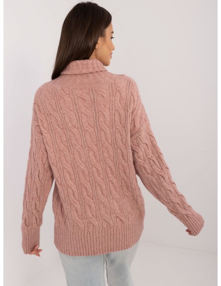Sweter-AT-SW-23445.00-ciemny różowy