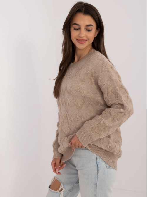 Švelnus tekstūrinis megztinis su rombais 2