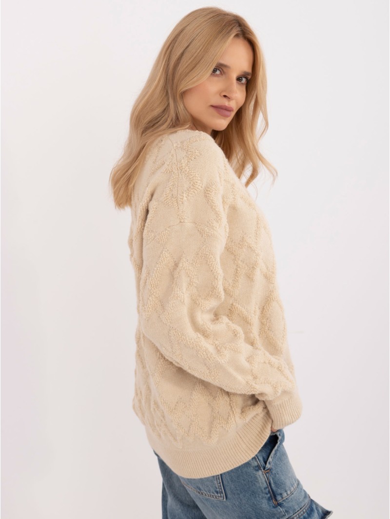 Švelnus tekstūrinis megztinis su rombais