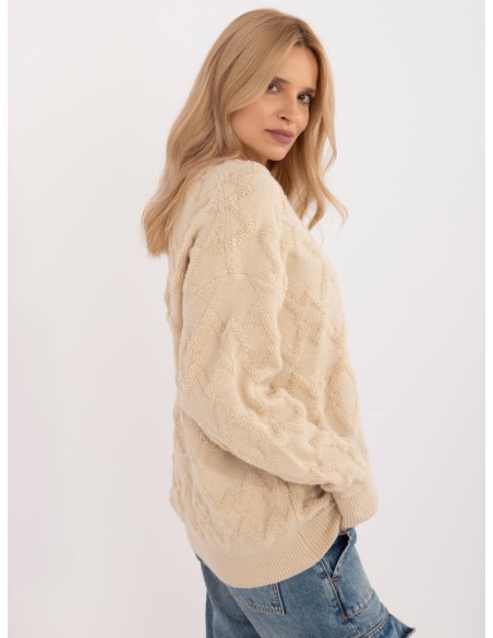 Švelnus tekstūrinis megztinis su rombais