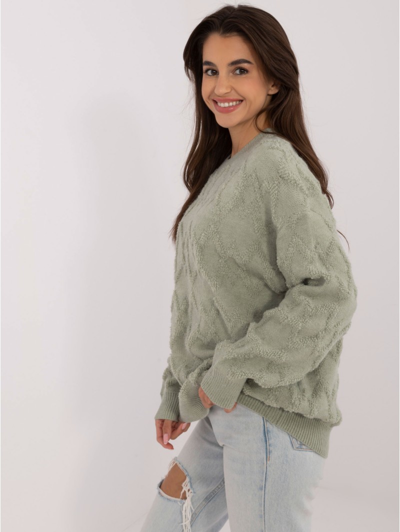 Švelnus tekstūrinis megztinis su rombais