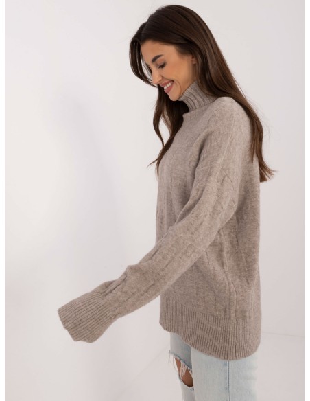 Sweter-AT-SW-2342-1.35-ciemny bezowy