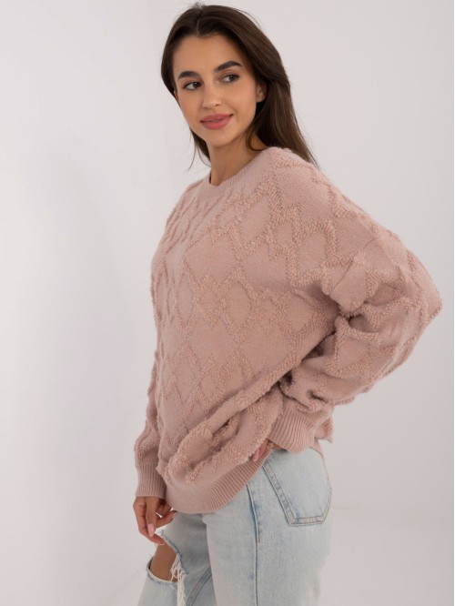 Švelnus tekstūrinis megztinis su rombais