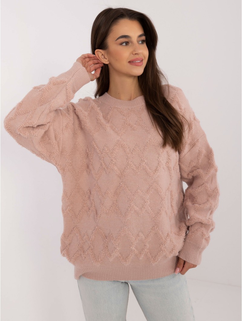 Švelnus tekstūrinis megztinis su rombais