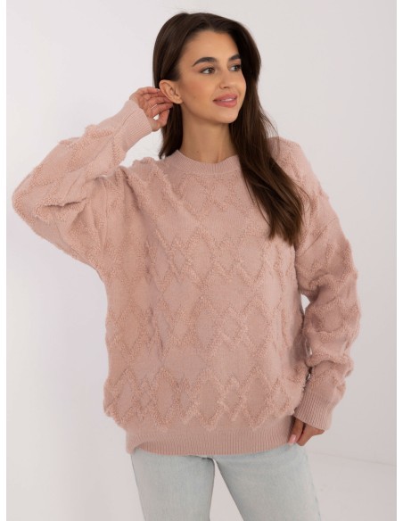 Švelnus tekstūrinis megztinis su rombais