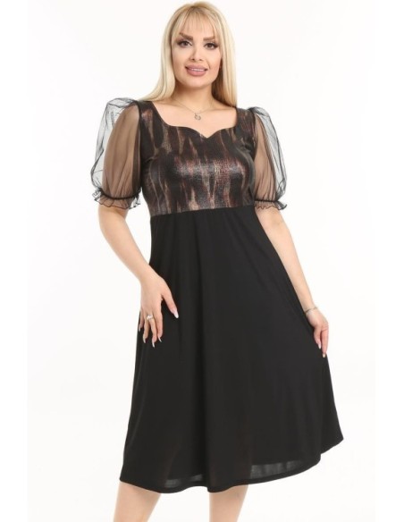Elegantiška suknelė su tiulo rankovėmis ❤️ Suknelės apkūnioms