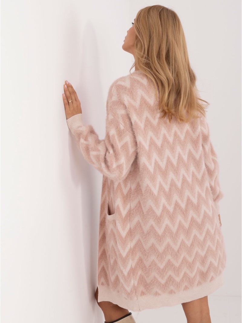 Švelnus moteriškas kardiganas su zigzago raštu
