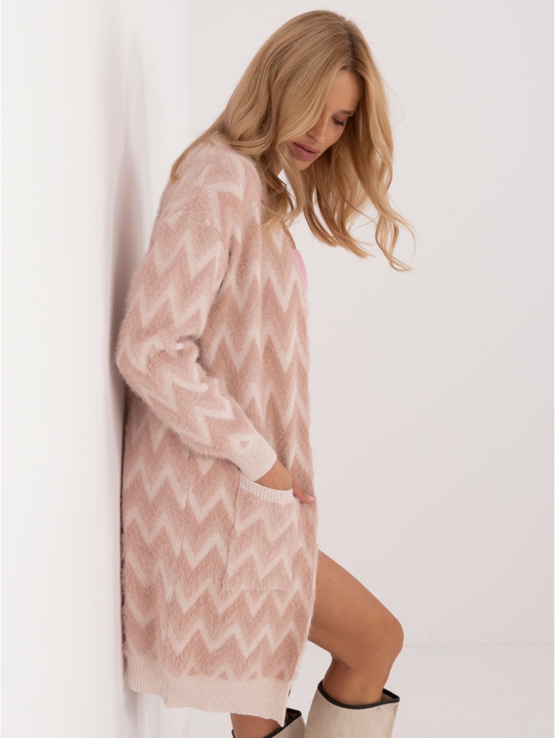Švelnus moteriškas kardiganas su zigzago raštu
