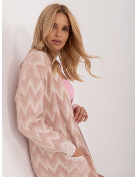 Švelnus moteriškas kardiganas su zigzago raštu