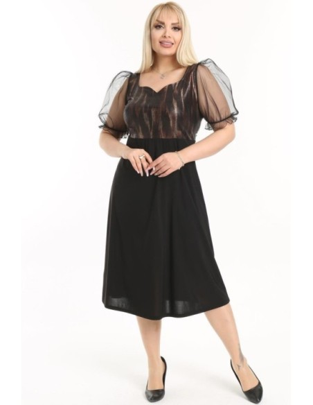 Elegantiška suknelė su tiulo rankovėmis ❤️ Suknelės apkūnioms