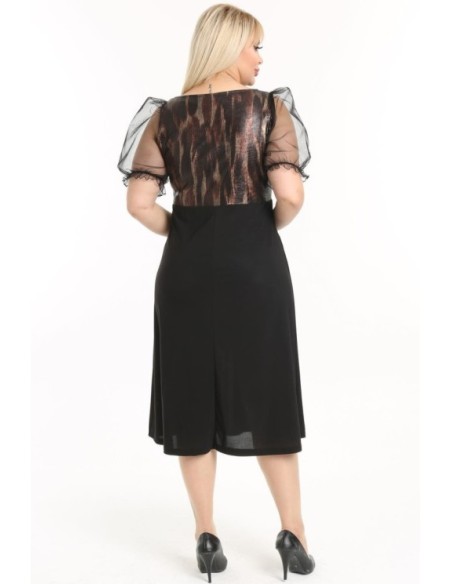 Elegantiška suknelė su tiulo rankovėmis ❤️ Suknelės apkūnioms
