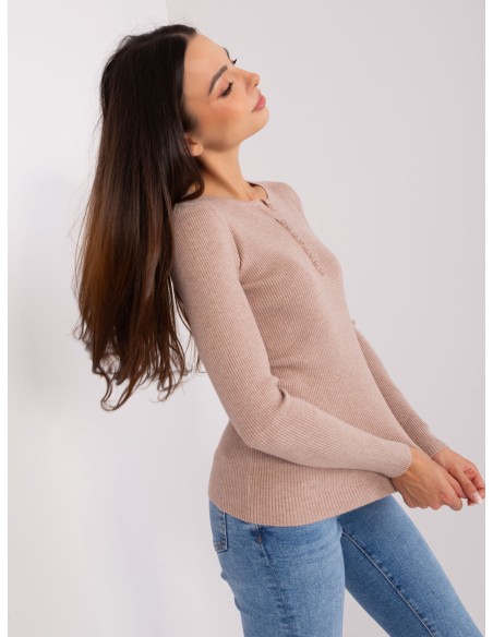 Sweter-PM-SW-Y-0078.87-ciemny bezowy