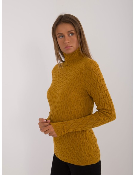 Struktūrinis viskozės megztinis aukšta apykakle